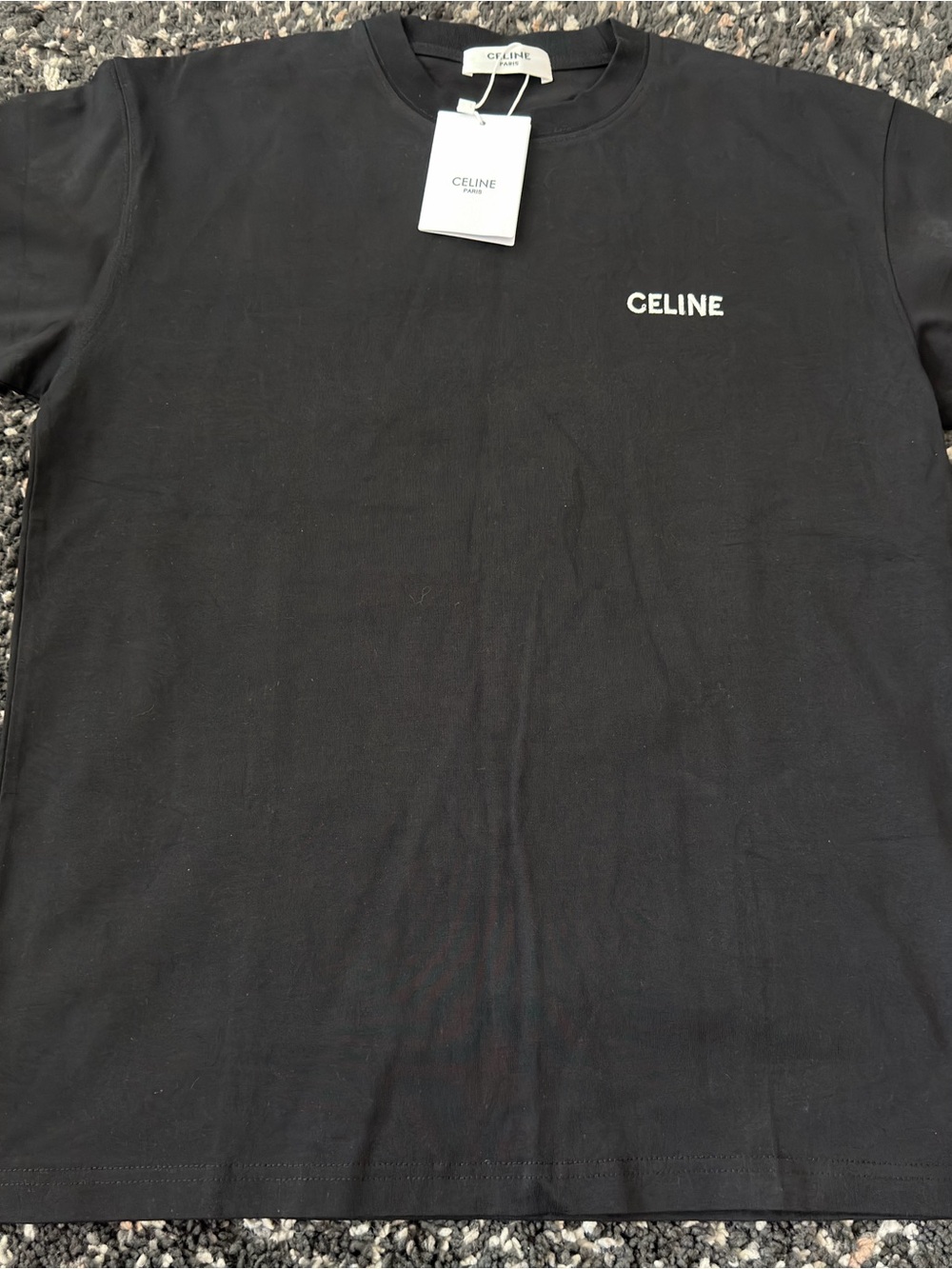 Celine Paris Black Logo T Shirt Made In Italy NWT